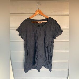 Flax Women's 100% Linen Tunic Lagenlook Mature Minimalist Large Navy